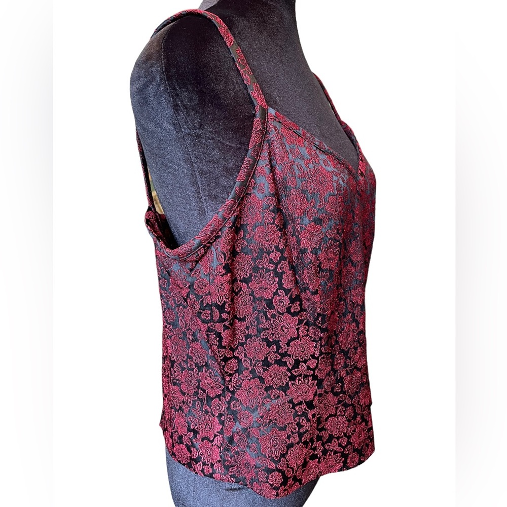DD Collection Vintage 90s Red Black Whimsygoth Witchy Vampy Cropped Floral Top - Picture 3 of 6